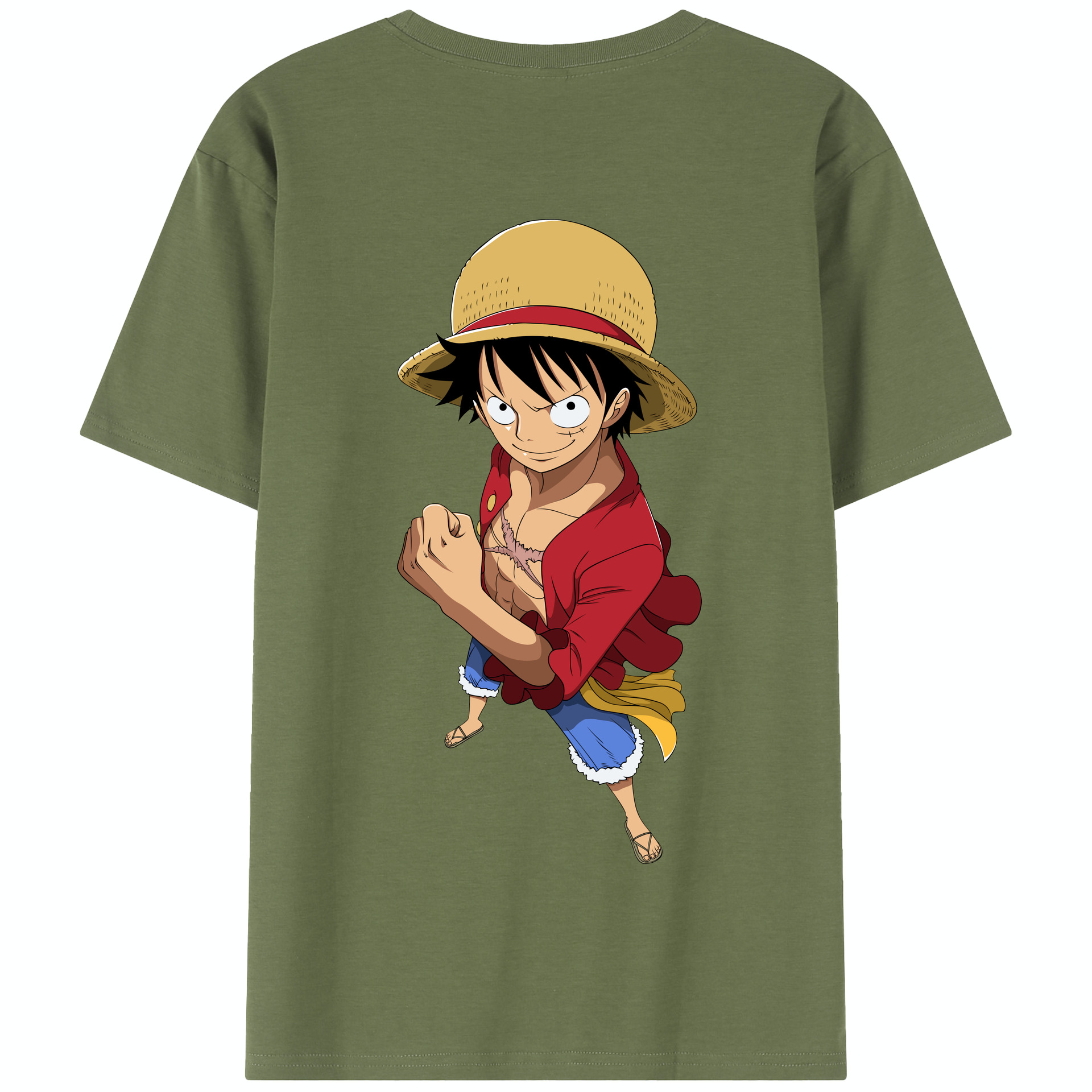 ワンピース モンキー・D・ルフィ ONE PIECE Monkey D. Luffy 綿100％半袖Tシャツ（背面プリント）